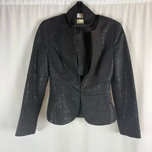 White House Black Market Metallic Black Blazer size:2